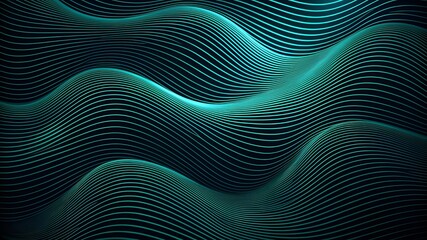 Abstract curved lines wave pattern overlay in dark teal blue-green colors for a modern Technology network abstract background. 3d rendering banner. 