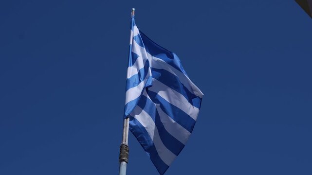 Beautiful view of a Greek flag