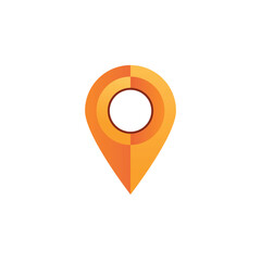 Orange pin for maps and navigation systems to mark current location. User Interface icon design. Vector illustration.	
