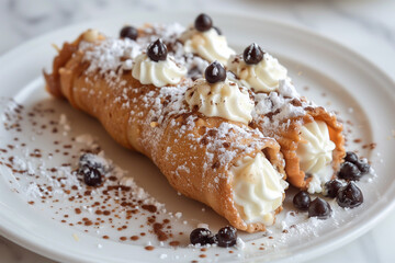 Cannoli. Sicilian dessert cannoli.