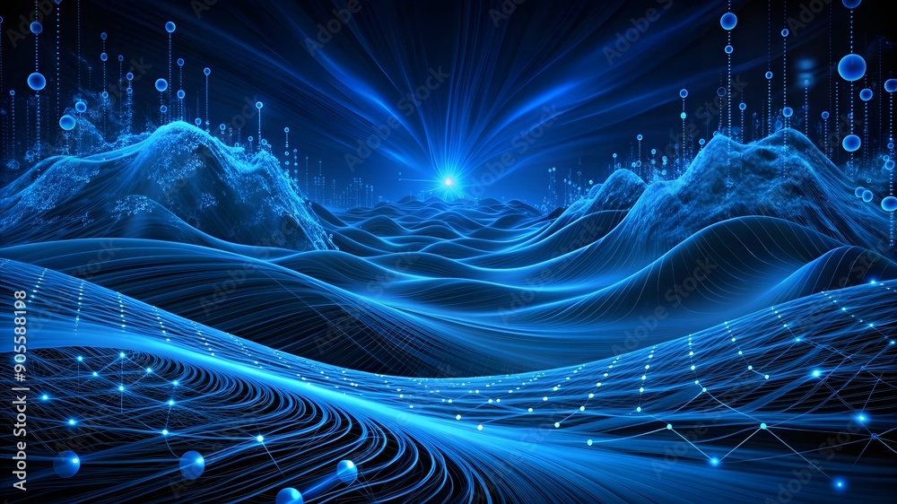 Poster digital waves, dynamic networks, artificial neural networks, cyber quantum computing, and electronic