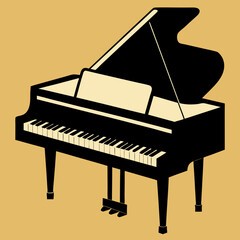 Piano silhouette vector art illustration