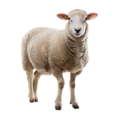 Fototapeta premium sheep standing and looking forward isolated on transparent background