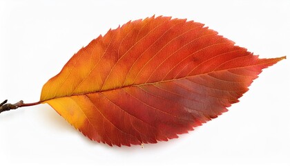 Nice autumn leaves on a twig, isolated. Red and yellow autumn leaves on a twig, studio isolated on white background