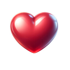 Red heart realistic 3d renderer on transparent background