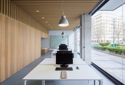 Modern Office Interior with Wooden Design Elements