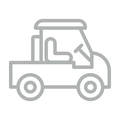 Golf cart Vector Line Grey Icon Design