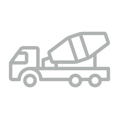 Cement Mixer Vector Line Grey Icon Design