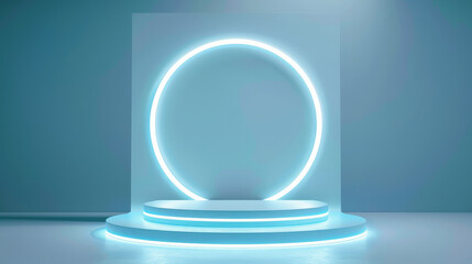 podium background 3d light tech stage