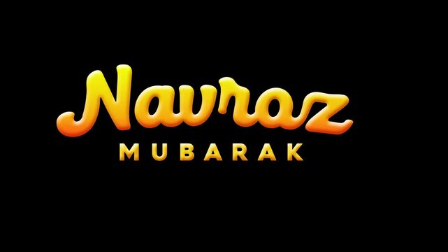 Navroz Mubarak Animation Text with gradient color. 4k footage video in chroma key. suitable for greeting card