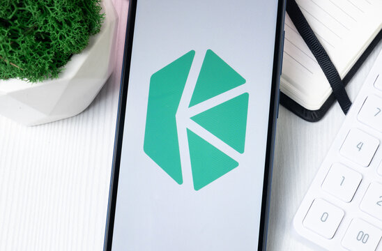 New York, USA - 1 August 2024: Kyber Network Crystal KNC Logo on Phone Screen, Crypto Coin Icon