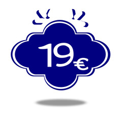 19€ white number, nineteen euro, for web page and advertising.