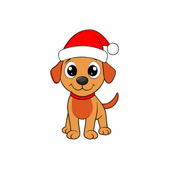 create a full funny christmas baby dog vector  illustration