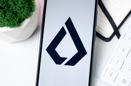 New York, USA - 1 August 2024: Lisk LSK Logo on Phone Screen, Crypto Coin Icon