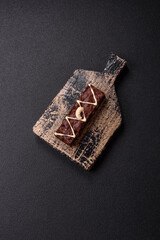 Delicious sweet brownies with chocolate and nuts