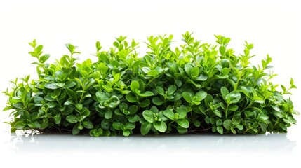Obraz premium Green wall of artificial plants on white background