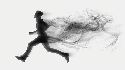 Fototapeta premium Silhouette of man running with abstract background