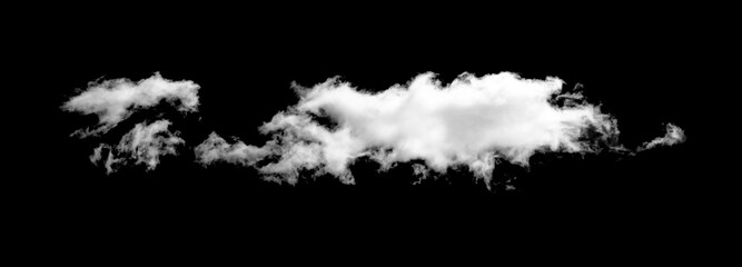 White long cloud on black isolated background for overlay image in blending mode