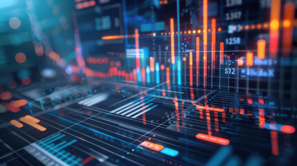 Obraz premium Data visualization of financial metrics and company performance in a business analytics presentation.