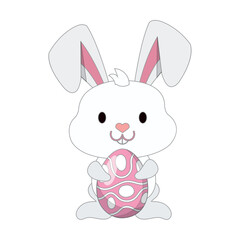 Cute easter bunny cartoon Kawai Vector