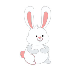 Cute easter bunny cartoon Kawai Vector