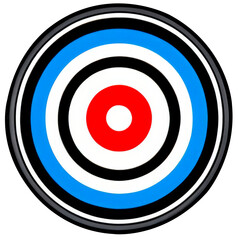 Blue and white target, concept of business, companies and objectivity, on transparent background PNG.