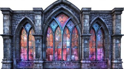 Fototapeta premium Stained Glass Windows of an Abandoned Gothic Church
