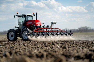 Fototapeta premium Modern No-Till Planter Machine in Action for Efficient Sustainable Agriculture