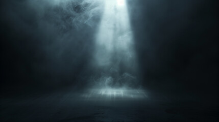 Fototapeta premium Spotlight and Thin Fog in a Dark Scene