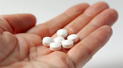 Hand holding pills with blurry background
