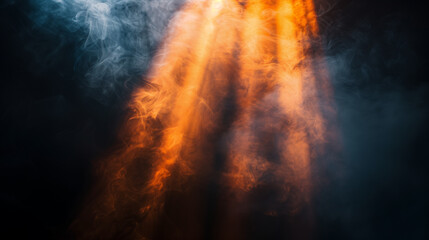 Fototapeta premium Orange and Blue Smoke in Dramatic Lighting