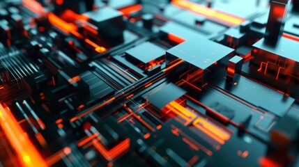 Hi-tech neon futuristic abstract geometric background. Generative AI