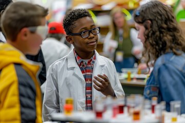 Young Science Prodigy Presents Innovative Experiment at Enthusiastic Science Fair Event