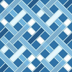 A seamless blue and white geometric pattern featuring woven designs, perfect for backgrounds and creative projects.