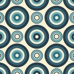 Fototapeta premium Abstract pattern featuring concentric circles in shades of blue, perfect for backgrounds, textiles, and graphic designs.