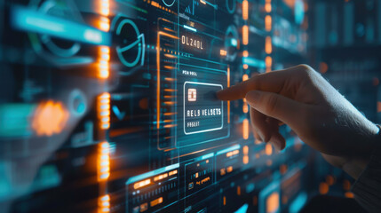 Digital interface showing a person confirming a secure online payment with a credit card, verification tick symbol, fintech, internet banking