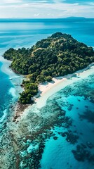 Fototapeta premium A beautiful island with a beach and a forest