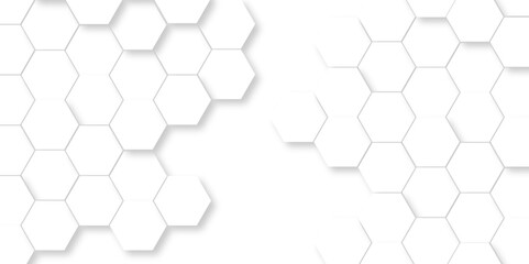 Naklejka premium Vector abstract hexagonal futuristic geometric backdrop White background and embossed hexagon , honeycomb white hexagon concept design abstract technology background vector background, or wallpaper.