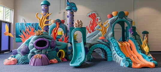 Underwater Fantasy Playground with Coral Reefs and Sea Creatures for Classmates