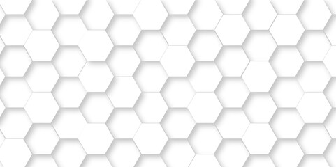 Fototapeta premium Abstract white 3d hexagon light creative digital concept vector surface grid hexagonal tile and mosaic background. vector illustration geometry science and technology cover web white honeycomb texture