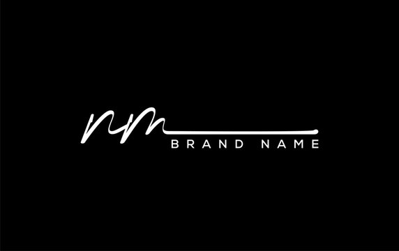 NM letter beauty handwriting vector logo.
