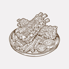 Meat steak hand drawn artwork illustration