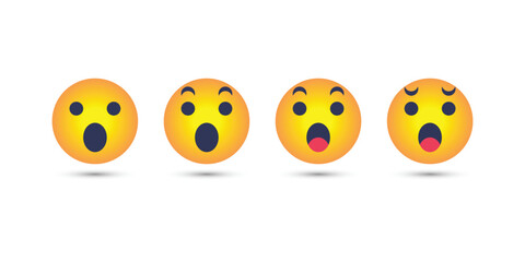 New  Facebook reactions 3d  and flat transparent png, wow, sad emojis icon. vector collection