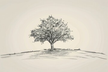 A sketched tree illustrated in a line art style, placed on a simple background. This design features a doodle technique combined with a modern twist for a fresh appearance