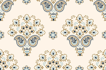 Motifs Ikat floral paisley embroidery background.geometric ethnic oriental pattern traditional.Aztec-style abstract. design for texture, fabric, clothing, wrapping, decoration