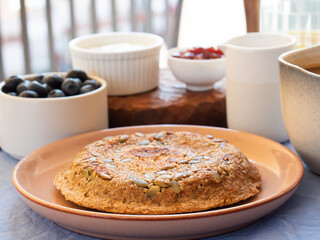 Homemade protein keto bread for breakfast