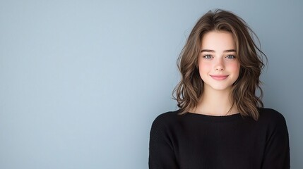 Obraz premium A realistic portrait with detailed digital enhancements and color corrections, captured in a professional studio.