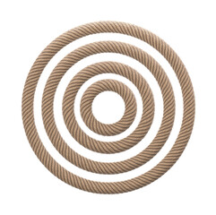Fototapeta premium Several circles made of manila rope. Transparent background. Realistic 3D render.