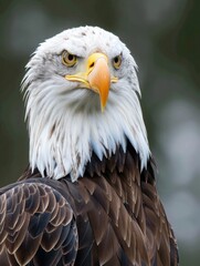 Fototapeta premium Majestic Bald Eagle Portrait Against Black Background