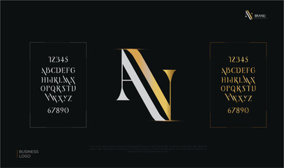 AV logo, elegant alphabet letters font classic lettering logo design for brands